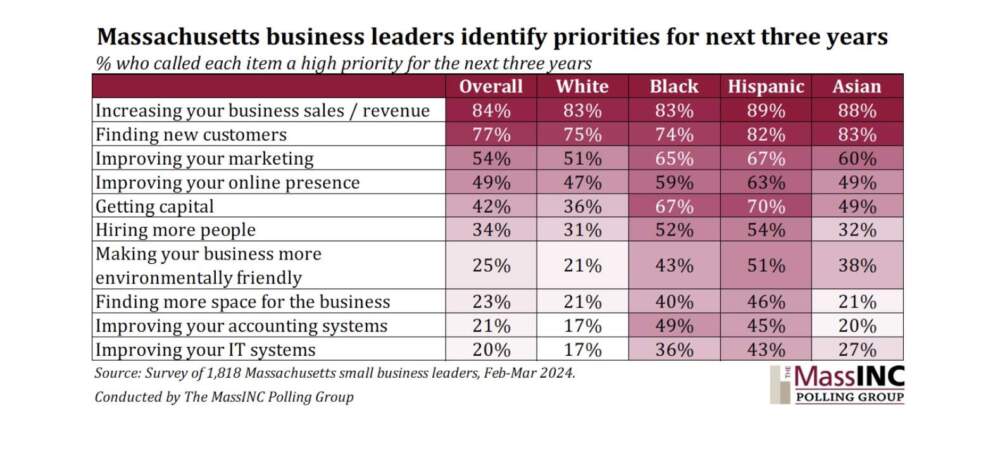 Screenshot of chart on small business leaders' priorities